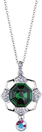 LIANGZHILIAN Exquisite Diamond Flower Women Swarovski Crystals Pendent Silver Plated Adjustable Necklace Gift for Her (Dark green)