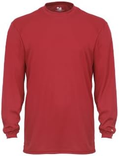 Badger Sportswear Men's B-Dry Long Sleeve Tee, Red, Large