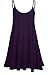 FashionMark Womens Plain Strappy Viscose Jersey Flared Swing Cami Dress Purple