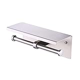 KES SUS 304 Stainless Steel Double Roll Toilet Paper Holder Storage Bathroom Kitchen Dual Paper Towel Dispenser Tissue Roll Hanger Wall Mount, Brushed Finish, BPH201S2-2