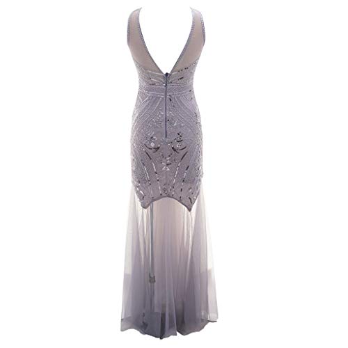 Women Cocktail Prom Dress Chaofanjiancai Ladies Vintage 1920s Bead Fringe Sequin Lace Evening Party Gown