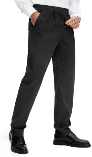 voeeron Mens Elastic Waist Pants for Seniors No Iron Stretch