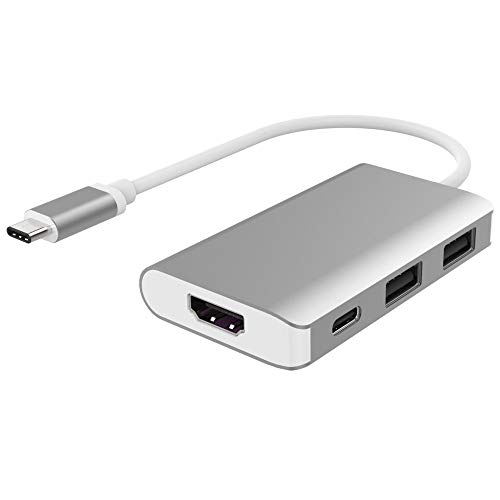PremiumCord - Adattatore da USB3.1 Tipo C a HDMI + 2 Porte USB 3.0 + Ricarica PD, alloggiamento in Alluminio