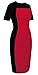 Homeyee Women's Fashion Colorblock Short Sleeve Slim Wear to Work Dress 483 (Medium, Red)