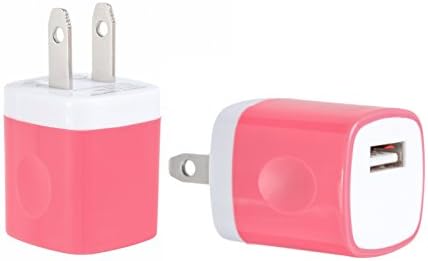 Spark Electronic 2 PC Dual Color 2-Tone Universal USB Travel Home Power Adapter Wall Charger Plug for iPhone 7/7 plus 6/6 plus 5S 5 Samsung Galaxy S5 S4 S3 HTC One M8 LG G2 G3 L3 (Hot Pink)