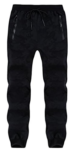 ARRIVE GUIDE Mens Loose Jogger Drawstring Camo Print Sport Casual Long Pant Black XXS