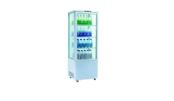 VITRINA-NEVERA REFRIGERADA 4 CARAS DE CRISTAL BLANCA ...