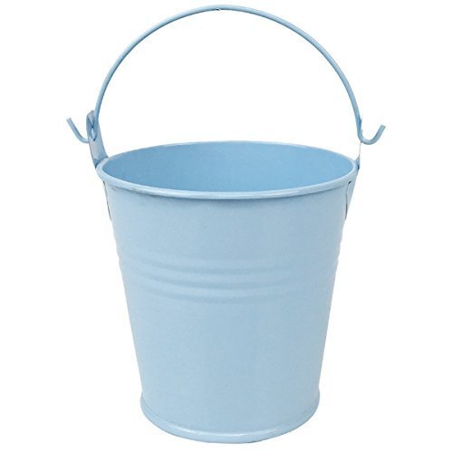 Just Artifacts Mini 3"H Metal Crayon/Pencil Holder Favor Bucket Pail (12pcs, Light Blue) - Metal Favor Buckets and Craft Supply Holders for School, Birthday Parties and Events!