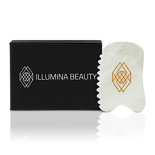 ILLUMINA BEAUTY Gua Sha Facial Tool, Unique 4-Edge Guasha Tool For Face, Jade Gua Sha Stone, Lymphatic Drainage Face…