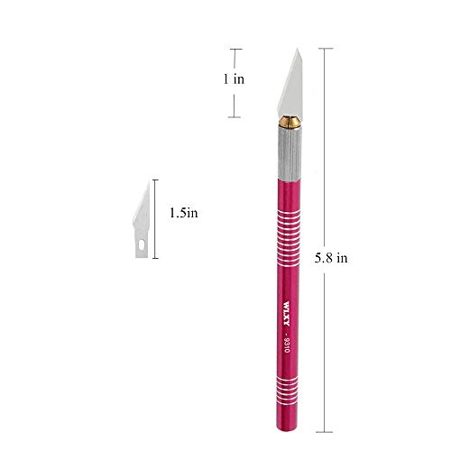 Precision Cutter Utility and Hobby Knife, Solid Metal Art Pen Knife Craft Scalpel with 5 Replacement Blades-Craft Knife Set for DIY Art Creation Cutting Carving Scrapbooking (Rose) - Thumbnail 4