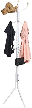 Garwarm Coat Rack Free Standing, with 12 Hooks Metal Tree Coat Rack Stand for Coats, Hats, Scarves, Clothes, and Handbags - White