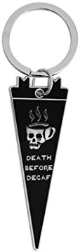Death Before Decaf Keytag Food Breakfast Foodie Donuts Pennant Banner Black Coffee Barista Keychain