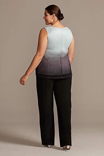 David's Bridal Crinkled Ombre Plus Size Three-Piece Pantsuit Style 950136, Black, 24W