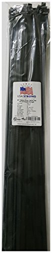 USA Strong Cable Ties. 36" Nylon Zip Cable Ties. Large 175 LB Tensile Strength Extra Heavy Duty Industrial Grade. Durable, great for Indoor Outdoor use | 50 Pack | MADE IN THE USA! (36" 175-LB, Black)