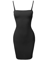 Hecho por Emma Mini vestido de cami acanalado con correa de espagueti ajustable para mujer