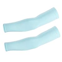 Macondoo Golf Outdoor 2 Pair Cycling Arm Sleeves Athletic Elastic Sports Compression Arm Sleeves Cool Light Blue XL