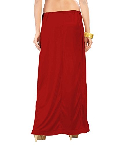 msm women's 6 pleats stretchable lycra satin petticoat (red, size: 40,42,44)