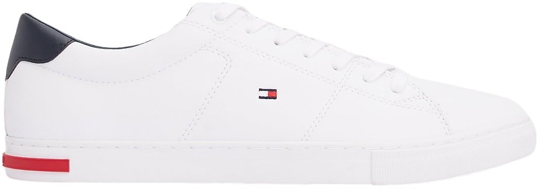 Tommy Hilfiger Herren Vulcanized Sneaker Essential Leather Detail Schuhe, Weiß (White), 44 6