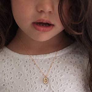 UHIBROS Necklaces for Women, 14K Gold Plated Hexagon Initial Necklaces, Dainty Personalized Alphabet Letter Choker with Adjustable Chain Pendant, Jewelry Gift for Women, Girls or Men-M