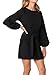 R.Vivimos Women's Autumn Winter Cotton Long Sleeves Elegant Knitted Bodycon Tie Waist Sweater Pencil Dress (Small,Black)