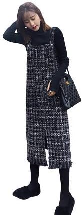 ジャンパースカート ジャンパースカート秋冬 ツイードジャンパースカート ワンピース ツイードワンピース ミディ丈 ロング丈 ポケット カジュアル オフィス エレガント フロントスリット 上品 ワンピース チュニック 通販 Amazon