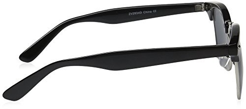 zeroUV - Semi-Rimless Horn Rimmed Sunglasses (Black-Silver / Smoke)