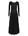 YiZYiF Women's Liturgical Praise Dance Dress with Long Sleeve Round Neck Skirt Costume Black Large