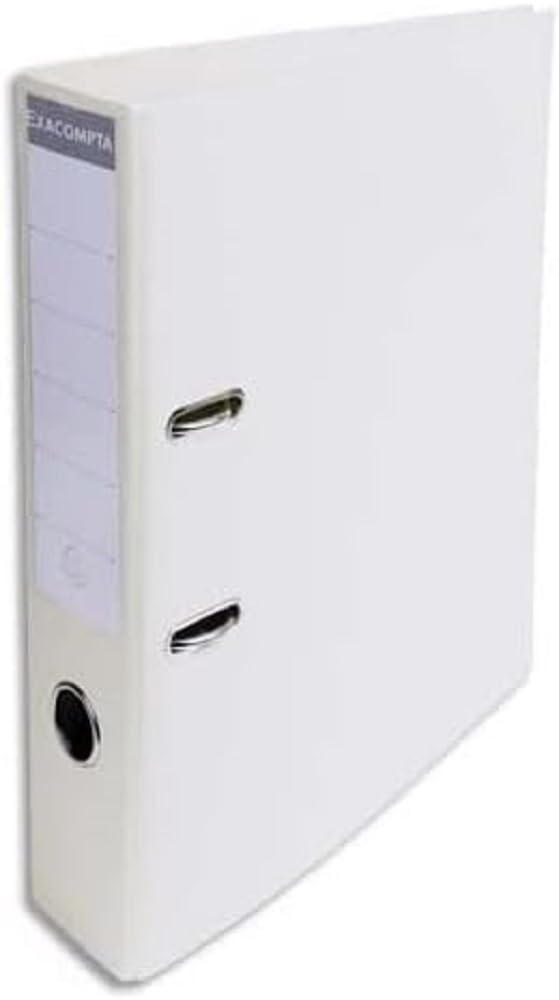 Exacompta - Ref 53748E - Prem'Touch PVC Lever Arch File - 320 x 290mm in Size, 2 Rings, Can Hold A4 Documents, 70mm Spine, 75mm Rings, FSC-Certified - White Cover