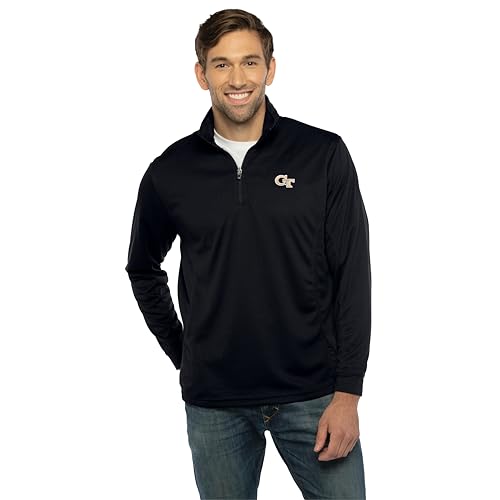 Vantage Apparel Men's Collegiate Micro Mesh Performance Black 1/4 Zip Pullover,…