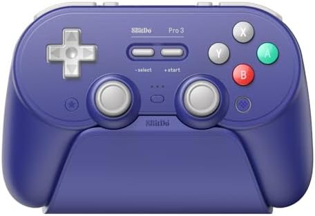 8BitDo Pro 3 Bluetooth Controller for Switch/Switch 2 – TMR Joysticks, Swappable ABXY Buttons, Pro Back Buttons, Charging Dock, Hall Effect Triggers, for Windows, Apple, SteamOS, Android - Purple