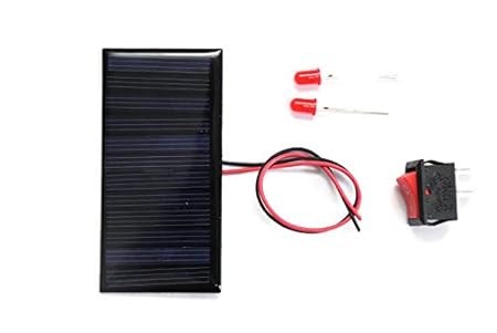 Electronicspices DIY, sOlar Panel 6v -60 Mah, 80x40 X 03 Mm, 2 Leds, 1 on/off, Wire Connect with Solar (Multicolour)