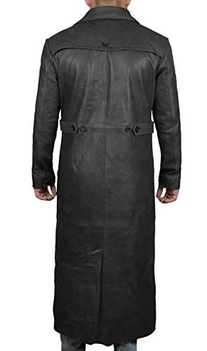 Black Winter Real Leather Overcoat | Jackson Black, XL