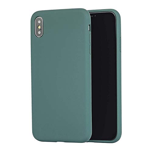 LIRAMARK Liquid Silicone Soft Back Cover Case for Apple iPhone X/XS (Pine Green)