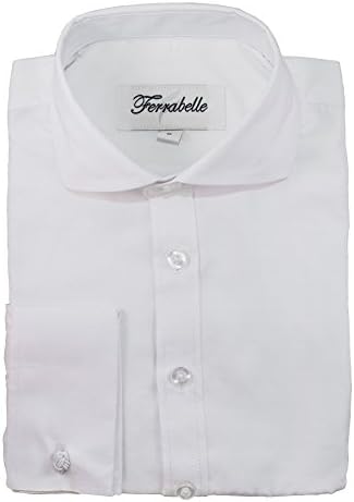 Ferrabelle boys shirts for suit formal dress button down long sleeve with french cuff and cufflinks White 8