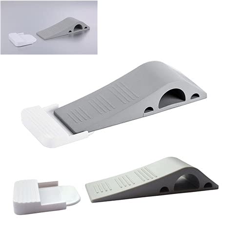 Decorative Door Stopper 3 Pack with Free Bonus Holders, Door Stop Works on All Floor Surfaces, Premium Rubber Door Stops (3pcs Grey)