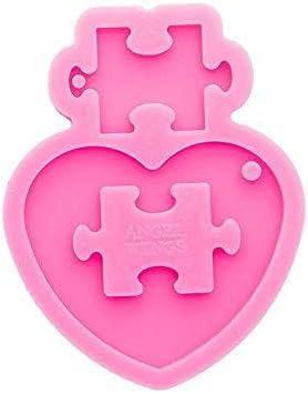 Mixed Media - Shiny Puzzle Molds,Autistic Love Puzzle Resin Casting Mold Heart Puzzle Pendant Keychain Silicone Mold Jigsaw Puzzle Epoxy Resin DIY Tools Pin