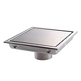 KES 6 Inch Shower Drain Bathroom Square Floor Drain with Removable Cover Tile Insert Grate Brushed Finish SuS 304 Stainless Steel,V252S15