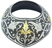PH Artistic Steel Silver Gold Wire Work Thumb Archery Ring Bow Shooting Handcrafted Size 12