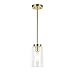 VINLUZ One Light Chandeliers Modern Clear Glass Pendant Lighting Brushed Brass Dining Room Lighting Fixtures Hanging Contemporary Lamp Semi Flush Mount Ceiling Lights