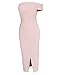 UONBOX Women's Rayon Off The Shoulder Front Split Midi Bodycon Bandage Party Dress
