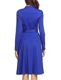 Vestido acampanado de manga larga con cremallera frontal y manga larga de mujer Zeagoo con cinturón