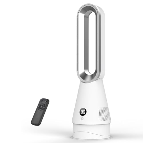 Ventilador Torre,62cm Ventilador de Pie Silencioso con Mando a Distancia,8 Velocidades,2 Modos(Sueño/Alta),Timer 9H,Pantalla LED, Oscilación 90°,35W Ventiladores Sin Aspas Portátiles para Casa/Oficina