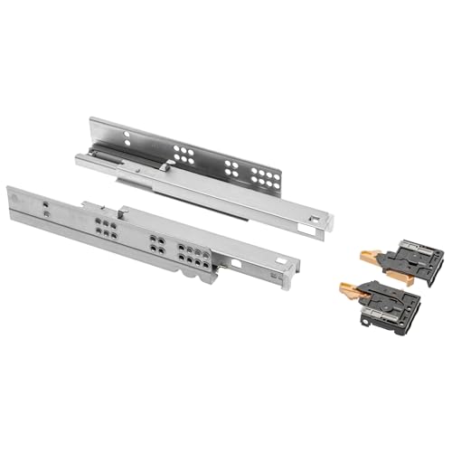 GTV - Underfloor Guides 1 Pair Drawer Slides with Soft Close System - Self-Closing Drawer Runners - Modern Slide with Damping, Full Extension, 300 mm, Maximum Load 35 kg