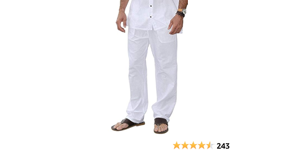Amazon.com: M\u0026B USA Pantalones de algodón blanco de verano playa elástico  cintura casual pantalones, XL : Ropa, Zapatos y Joyería