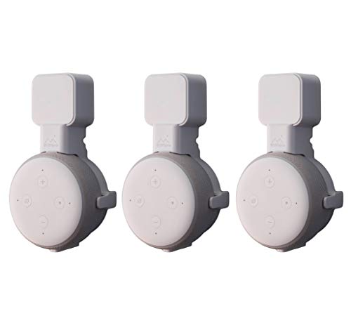 The Dot Genie | Amazon Echo Dot 3rd Gen Wall Mount | The Original Outlet Hanger | No Muffled Sound | Exposed Speaker Grill, Mics, and Lights | Designed in USA (White, 3-Pack)