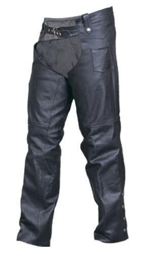 Unisex Traditional Lined Motorcycle Chaps, Buffalo Leather