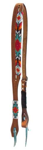Showman Argentina Cow Leather Split Ear Headstall w/Aztec Beaded Design! New!