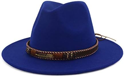 Men Women Ethnic Felt Fedora Hat Wide Brim Panama Hats with Band