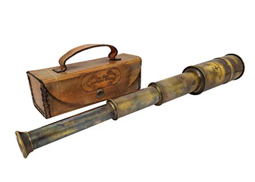 31smHi2QdUL Brass Nautical - Captain's Functional Telescope | Brass Made | Glass Optics and High Magnfication | Pirate's Instrument… - Image 3