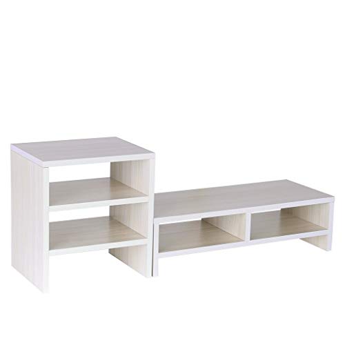 US Fast Shipment Quaanti Monitor Stand Computer Riser Laptop Cellphone TV Printer Stand with 3-Tier Desktop Bookshelf Countertop Bookcase,Book Storage Organizer Display Shelf Rack Home Office (White) - Thumbnail 6